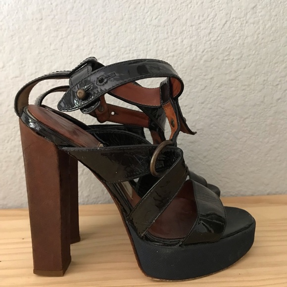 Lanvin Blue and Black Platform Heels
